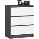 Komoda K60 3SZ grafitová šedá/bílá