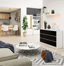 Komoda K120 6SZ bílá/černý lesk