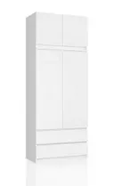 Šatní skříň s nástavbou S90 2D2SZ bílá/bílý lesk