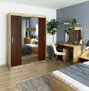 Šatní skříň posuvná se zrcadlem 150 cm dub sonoma/wenge