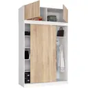 Šatní skříň posuvná s nástavbou Mono 150 cm bílá/dub sonoma