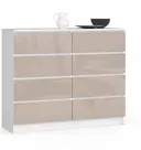 Komoda K120 8SZ bílá/cappuccino lesk
