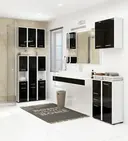 Koupelnová skříňka Fin W60 2D bílá/černý lesk