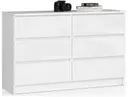 Komoda K120 6SZ bílá/bílý lesk