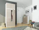 Šatní skříň s nástavbou S90 2D2SZ bílá/cappuccino lesk