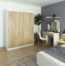 Šatní skříň posuvná Mono 150 cm bílá/dub sonoma