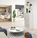 Komoda K60 5SZ bílá/metalický lesk