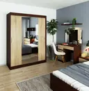 Šatní skříň posuvná se zrcadlem 150 cm wenge/dub sonoma