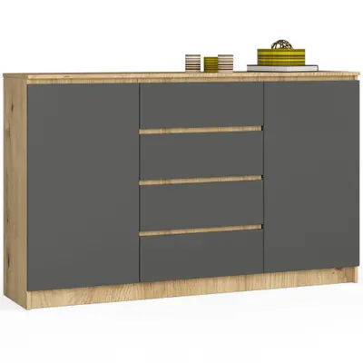 Komoda K160 2D4SZ dub artisan/grafitová šedá