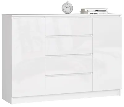 Komoda K140 2D4SZ bílá/bílý lesk