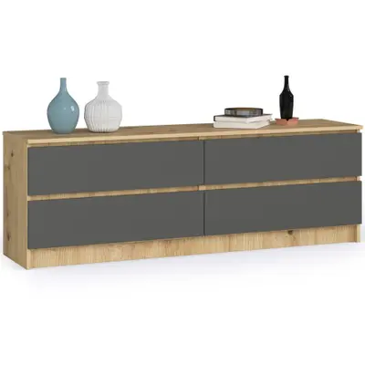 Komoda K160 4SZ dub artisan/grafitová šedá