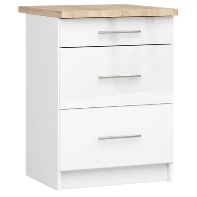 Kuchyňská skříňka Olivia S60 3SZ bílá/bílý lesk