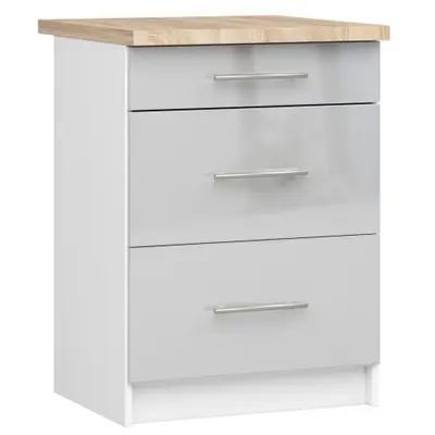 Kuchyňská skříňka Olivia S60 3SZ bílá/metalický lesk