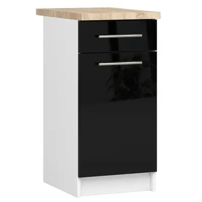 Kuchyňská skříňka Olivia S40 SZ1 bílá/černý lesk
