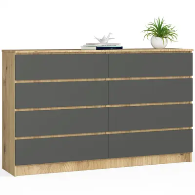 Komoda K160 8SZ dub artisan/grafitová šedá