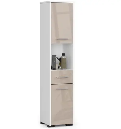 Koupelnová skříňka Fin 30 2D1SZ1W bílá/cappuccino lesk