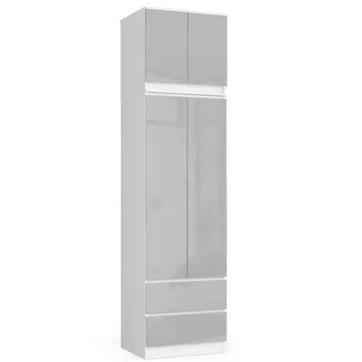 Šatní skříň s nástavbou Star S60 bílá/metalický lesk