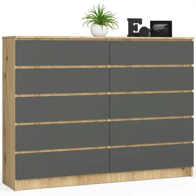Komoda K160 10SZ dub artisan/grafitová šedá