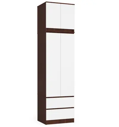 Šatní skříň s nástavbou Star S60 wenge/bíla