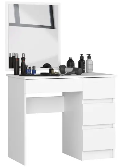 Toaletní stolek se zrcadlem T-6/SL 50x60 pravá - bílá