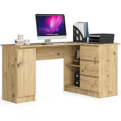 Rohový počítačový stůl B20 pravá - dub artisan