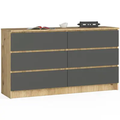 Komoda K140 6SZ dub artisan/grafitová šedá
