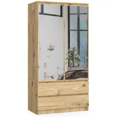 Šatní skříň S90 2D2SZ se zrcadlem dub artisan
