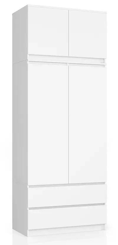 Šatní skříň s nástavbou S90 2D2SZ bílá