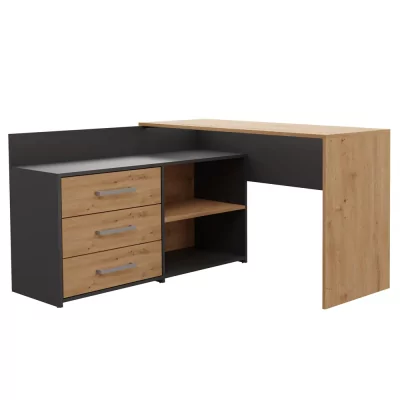 Rohový počítačový stůl Dany antracit/dub artisan