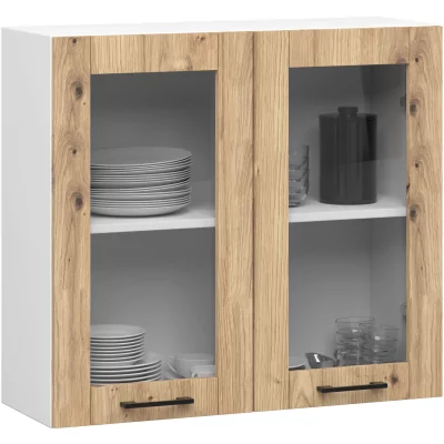 Závěsná kuchyňská vitrína Olivia W80 H720 bílá/dub artisan