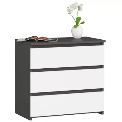 Komoda CL3 3SZ CLP grafitová šedá/bílá