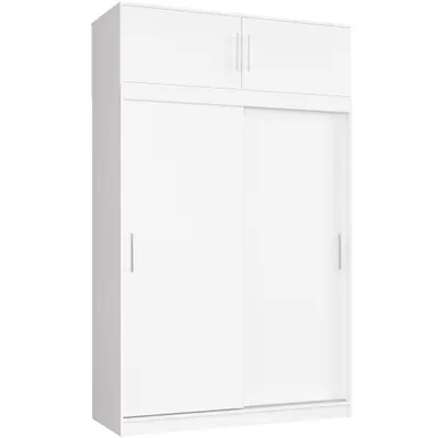 Šatní skříň posuvná s nástavbou Mono 150 cm bílá
