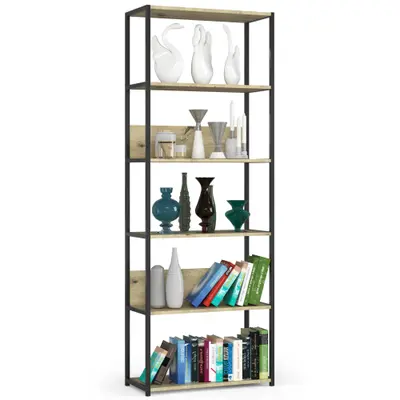Kovový regál Loft 70 cm černá/dub artisan