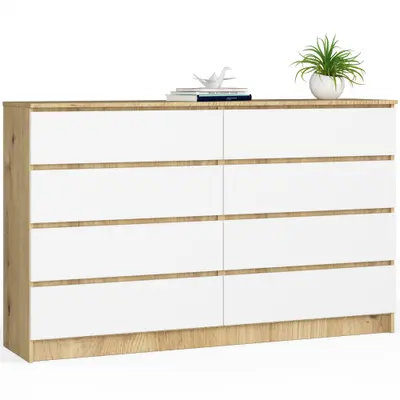 Komoda K160 8SZ dub artisan/bílá