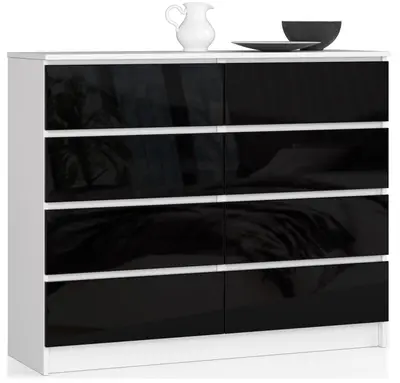Komoda K120 8SZ bílá/černý lesk