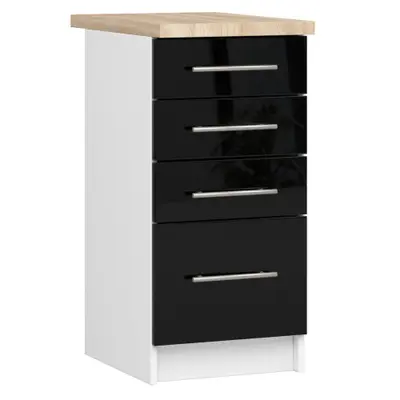 Kuchyňská skříňka Olivia S40 SZ4 bílá/černý lesk