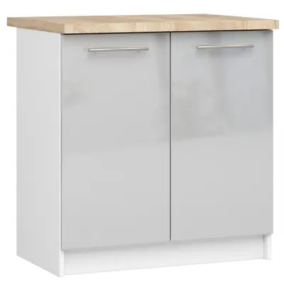Kuchyňská skříňka Olivia S80 2D bílá/metalický lesk