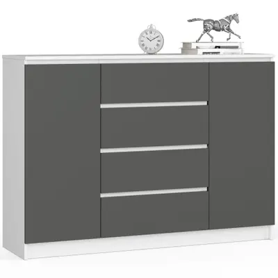 Komoda K140 2D4SZ bílá/grafitová šedá