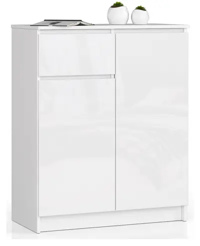 Komoda K80 2D1SZ bílá/bílý lesk