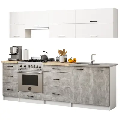 Kuchyňský set Olivia G2 2.4M bílá/beton