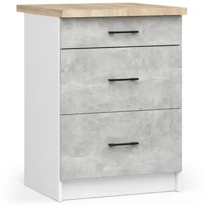 Kuchyňská skříňka Olivia S60 3SZ bílá/beton