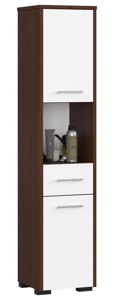 Koupelnová skříňka Fin 30 2D1SZ1W wenge/bílá