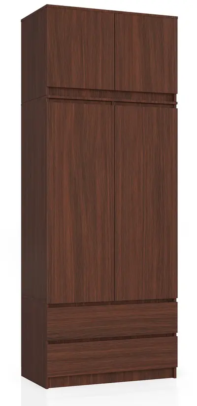 Šatní skříň s nástavbou S90 2D2SZ wenge