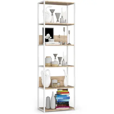 Kovový regál Loft 60 cm bílá/dub sonoma