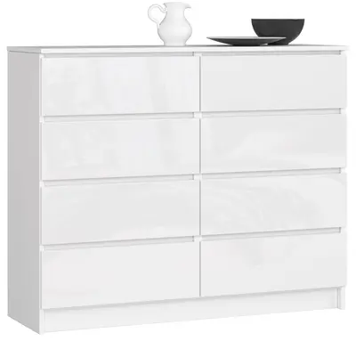 Komoda K120 8SZ bílá/bílý lesk
