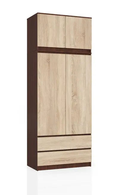 Šatní skříň s nástavbou S90 2D2SZ wenge/dub sonoma