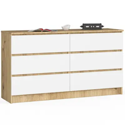 Komoda K140 6SZ dub artisan/bílá