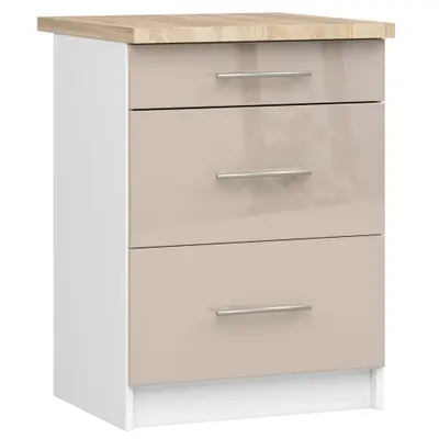 Kuchyňská skříňka Olivia S60 3SZ bílá/cappuccino lesk