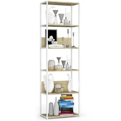 Kovový regál Loft 60 cm bílá/dub artisan