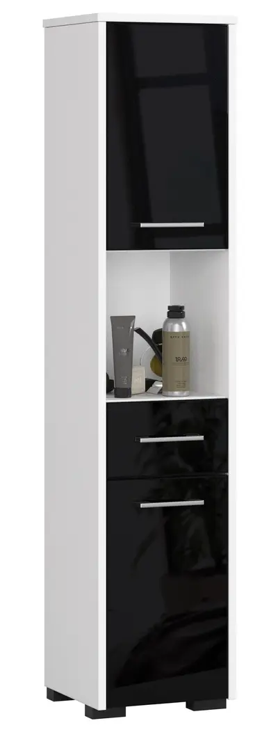 Koupelnová skříňka Fin 30 2D1SZ1W bílá/černý lesk